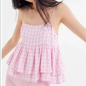Urban Outfitters Women’s Pink Olivia tiered babydoll top